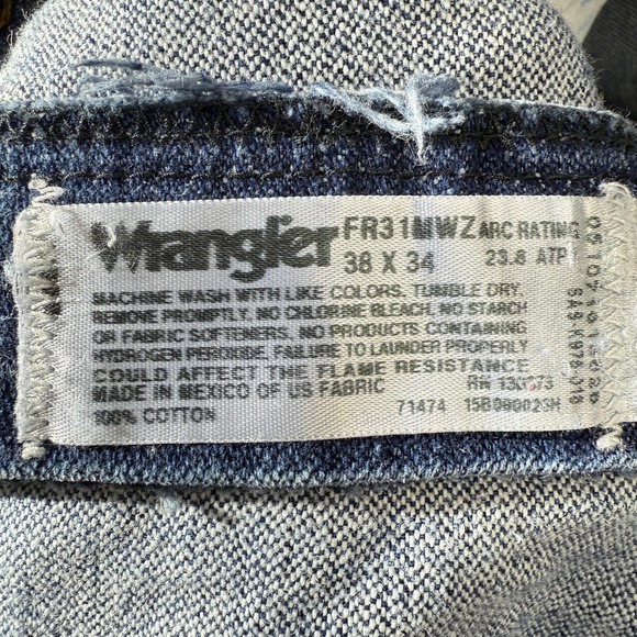 Wrangler Mens Flame Resistant Jeans Size 38x34 Blue Relaxed Workwear FR31MWZ - Picture 5 of 11